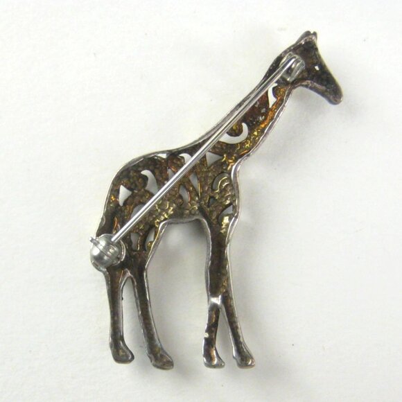 Vintage Jezlaine Sterling Silver 925 Giraffe Brooch Pin Ornate 1980s Filigree - Picture 4 of 9